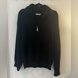 Women’s Black Knit Quarter-Zip Sweater